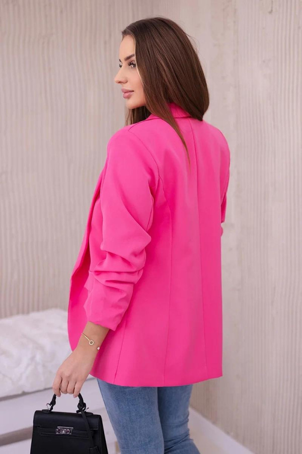 Elegantní sako s nařasenými rukávy model 9709 růžové