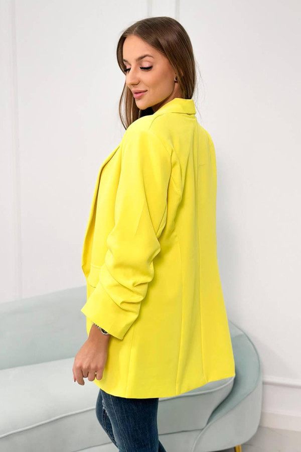 Elegantní sako s nařasenými rukávy model 9709 žluté