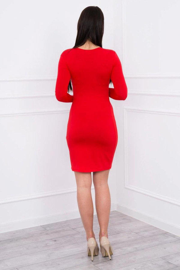 Obtažené šaty s převazem pod hrudníkem model 8138 červené