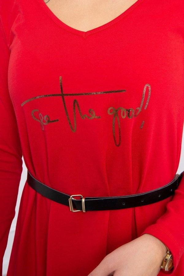 Šaty s páskem a nápisem See The Good červené