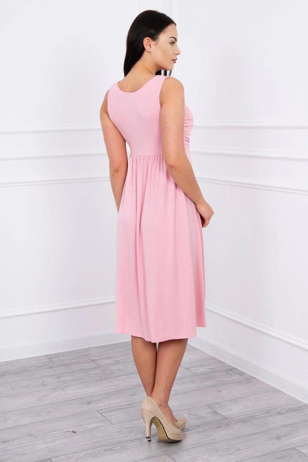 Volné šaty s širokými ramínky model 61063 pudrově růžové