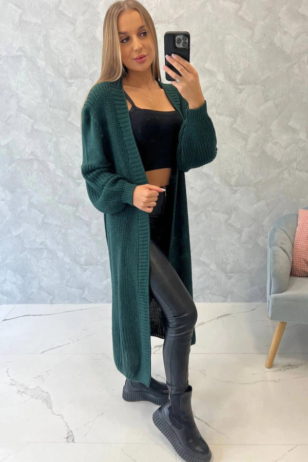 Kardiganový úpletový svetr model 2019-2 tmavě zelený