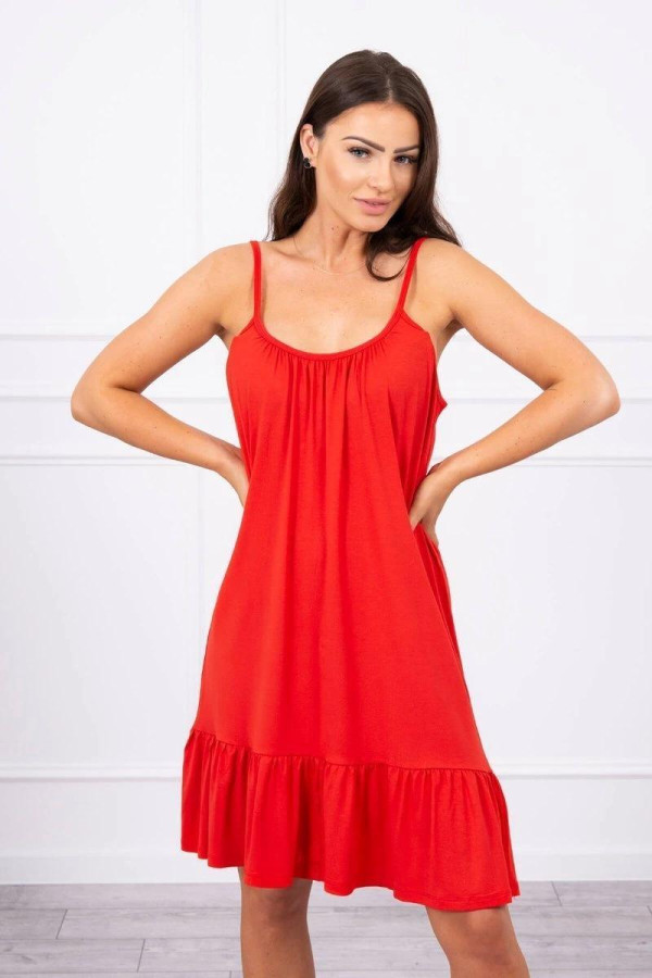 Volné šaty na ramínka model 9080 červené