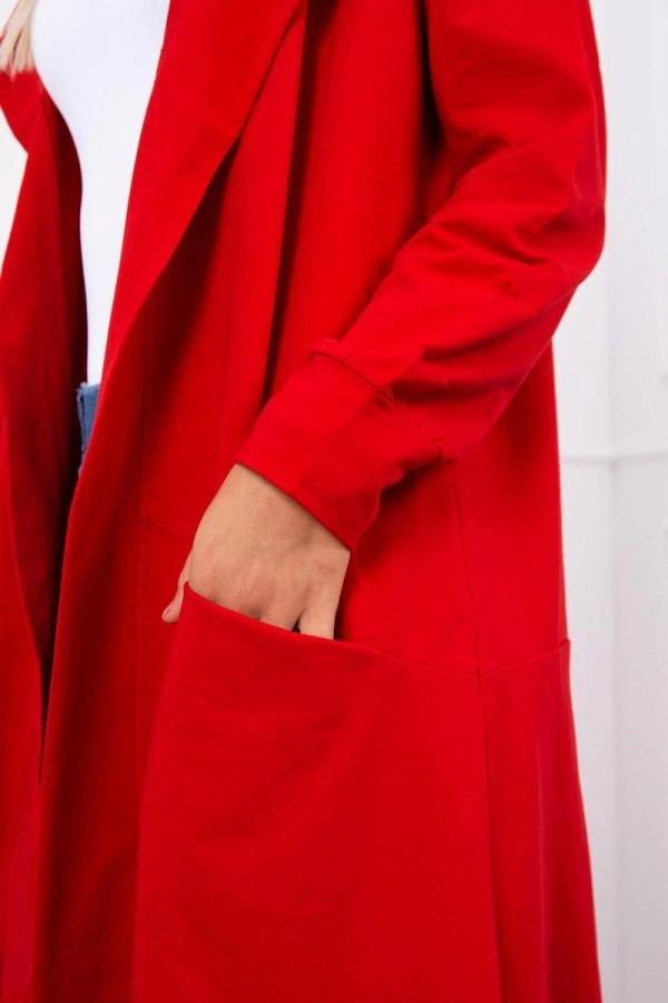 Kardigán s potiskem na kapuci i na zádech model 0044 červený