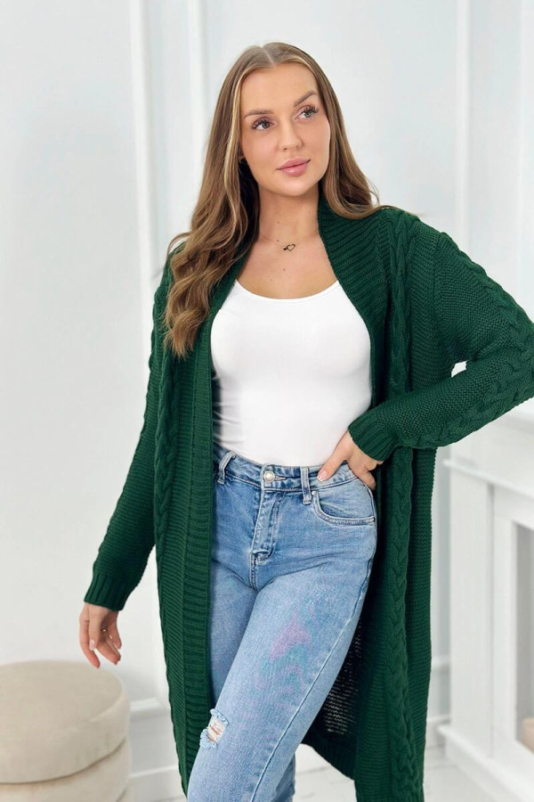 Kardiganový úpletový svetr model 2019-1 tmavý tyrkysový