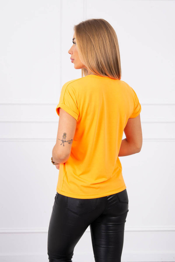 Tričko s nápisem Shopping is my cardio neonově oranžové