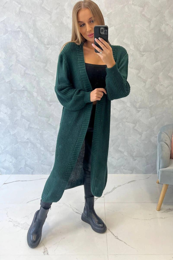 Kardiganový úpletový svetr model 2019-2 tmavě zelený