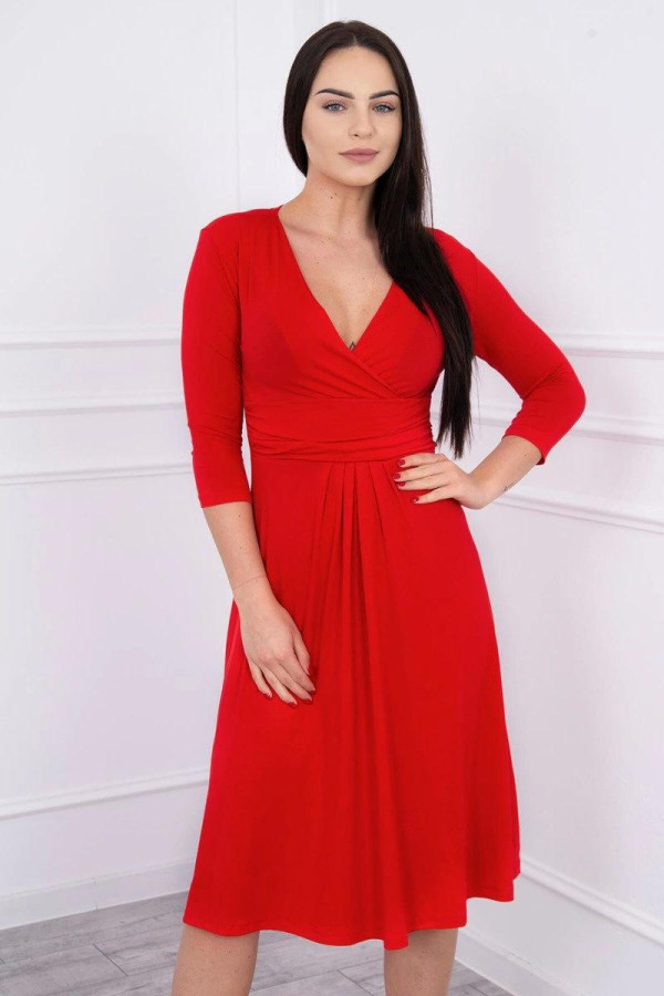 Volné šaty s převazem pod hrudníkem model 8314 červené