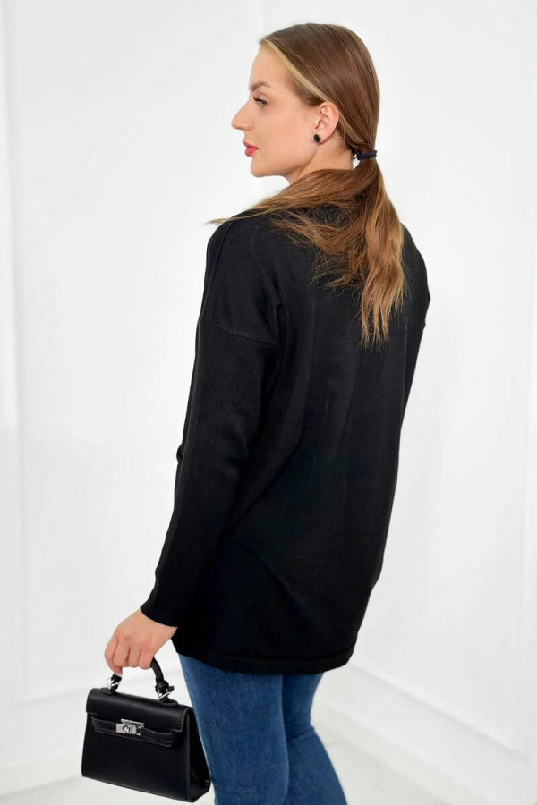 Tenký svetr s předními kapsami model 2432 černý