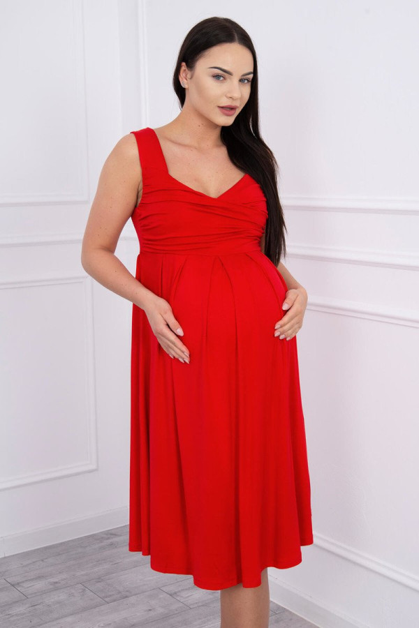 Volné šaty s širokými ramínky model 61063 červené