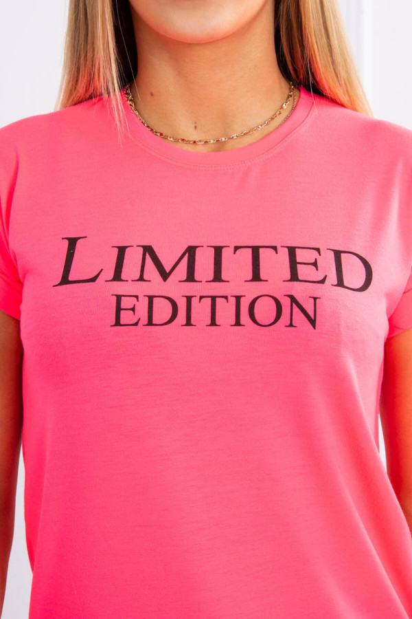 Triko s nápisem Limited Edition neonově růžové+černé