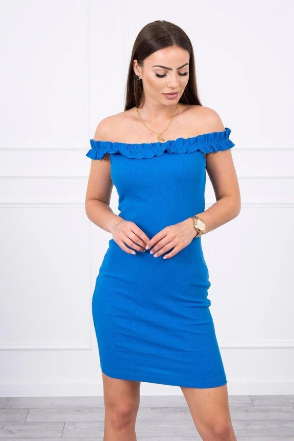 Šaty s odhalenými rameny model 9097 barva královská modrá