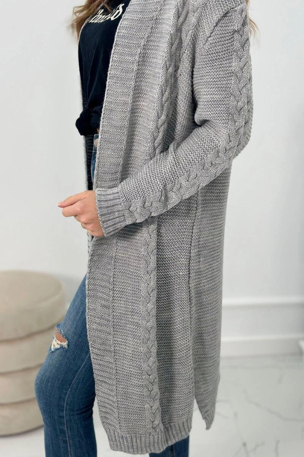 Kardiganový úpletový svetr model 2019-1 šedý