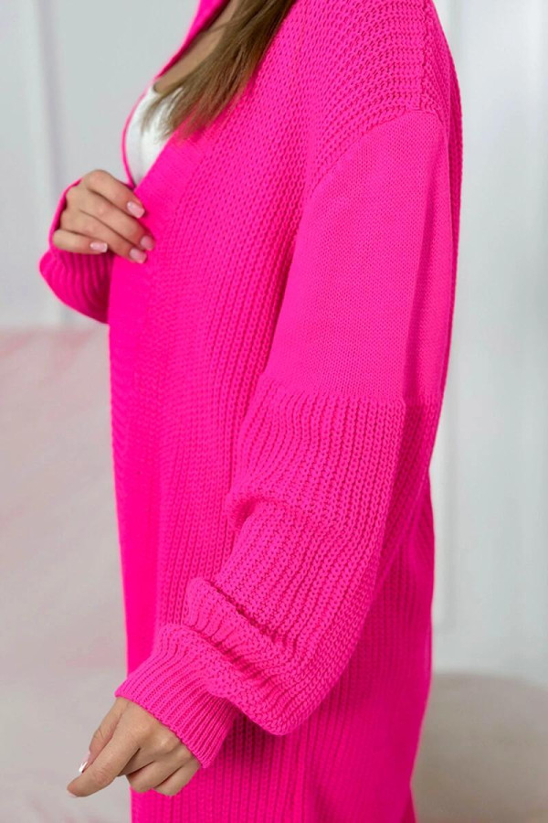 Kardigánový úpletový svetr model 2019-2 neonově růžový